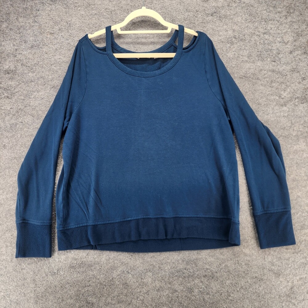 Athleta Sweatshirt Womens XL Cold Shoulder Long Sleeve Blue